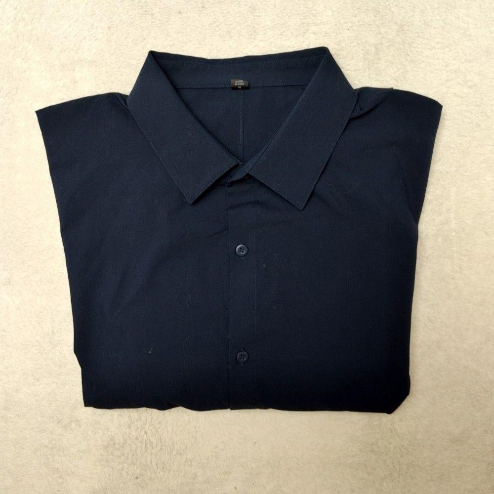 Lululemon Shirt Mens XL‎ Blue Slim Long Sleeve Point Collar Dress Stretch Work